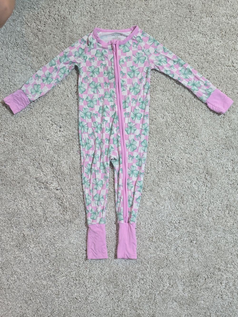 Bamboo Shamrock Pajamas With Or Without Feet St. Patrick's Day